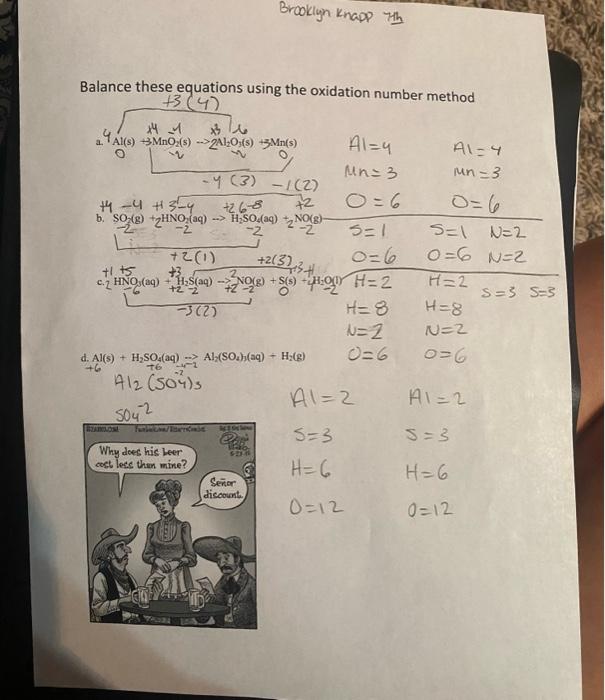 H2SO4(aq)----Al2(SO4)3(aq) +H2(g) Balance these equations using the oxidation number method Balance these