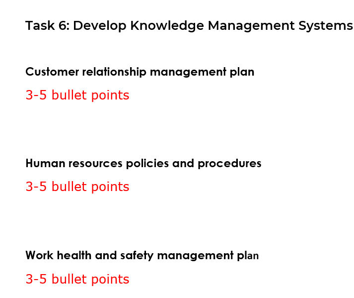 Task 6: Develop Knowledge Management Systems Customer relationship management plan 3-5