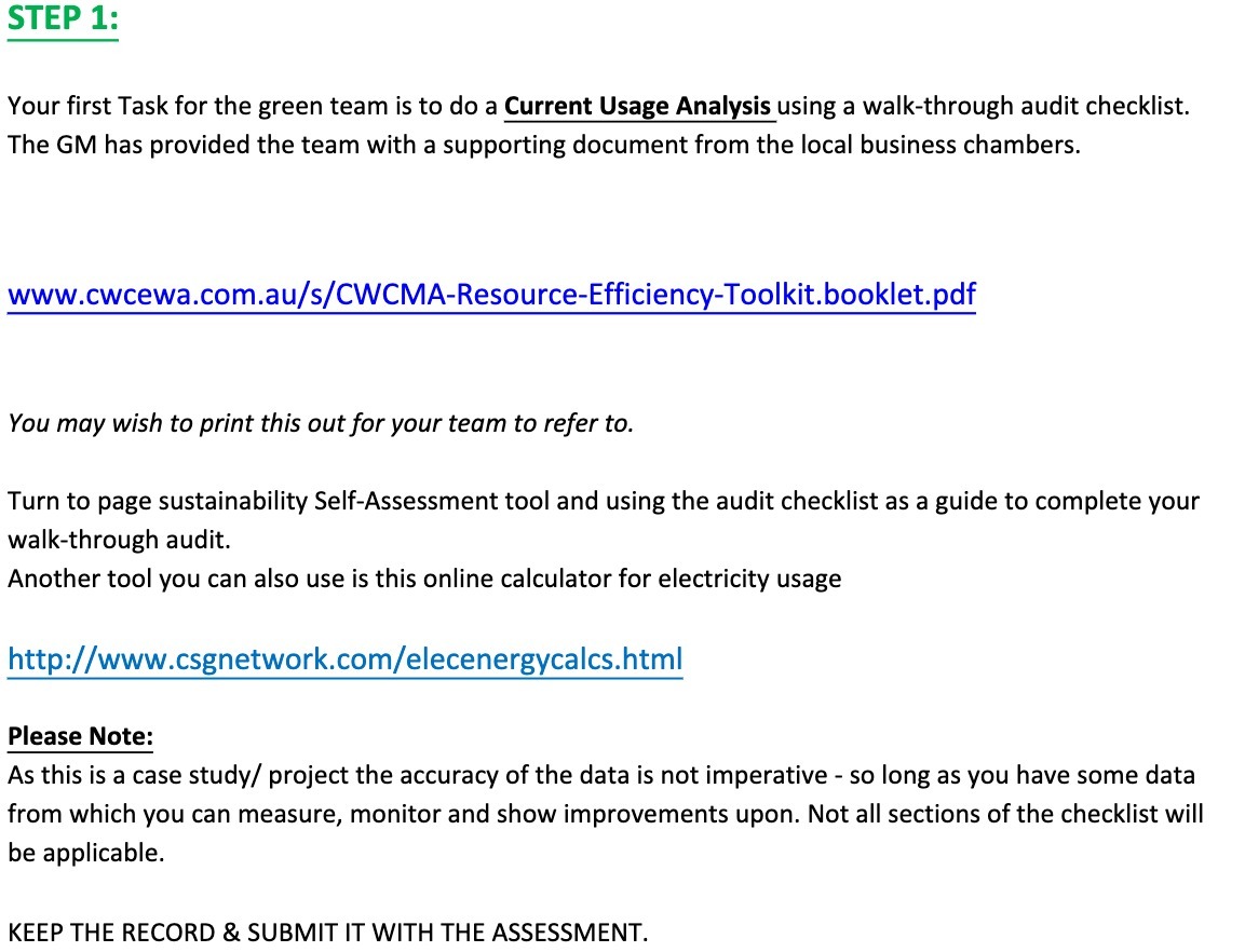 STEP 1: Your first Task for the green team is to