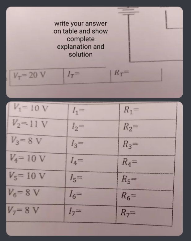 IT= RT= VT= 20 V V1= 10 V 1= V2= 11 V