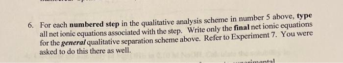 Qualitative Analysis Scheme NOTES: UNKNOWN YOUR UNKNONN WILL HAVE 1-4 TONS SAVE