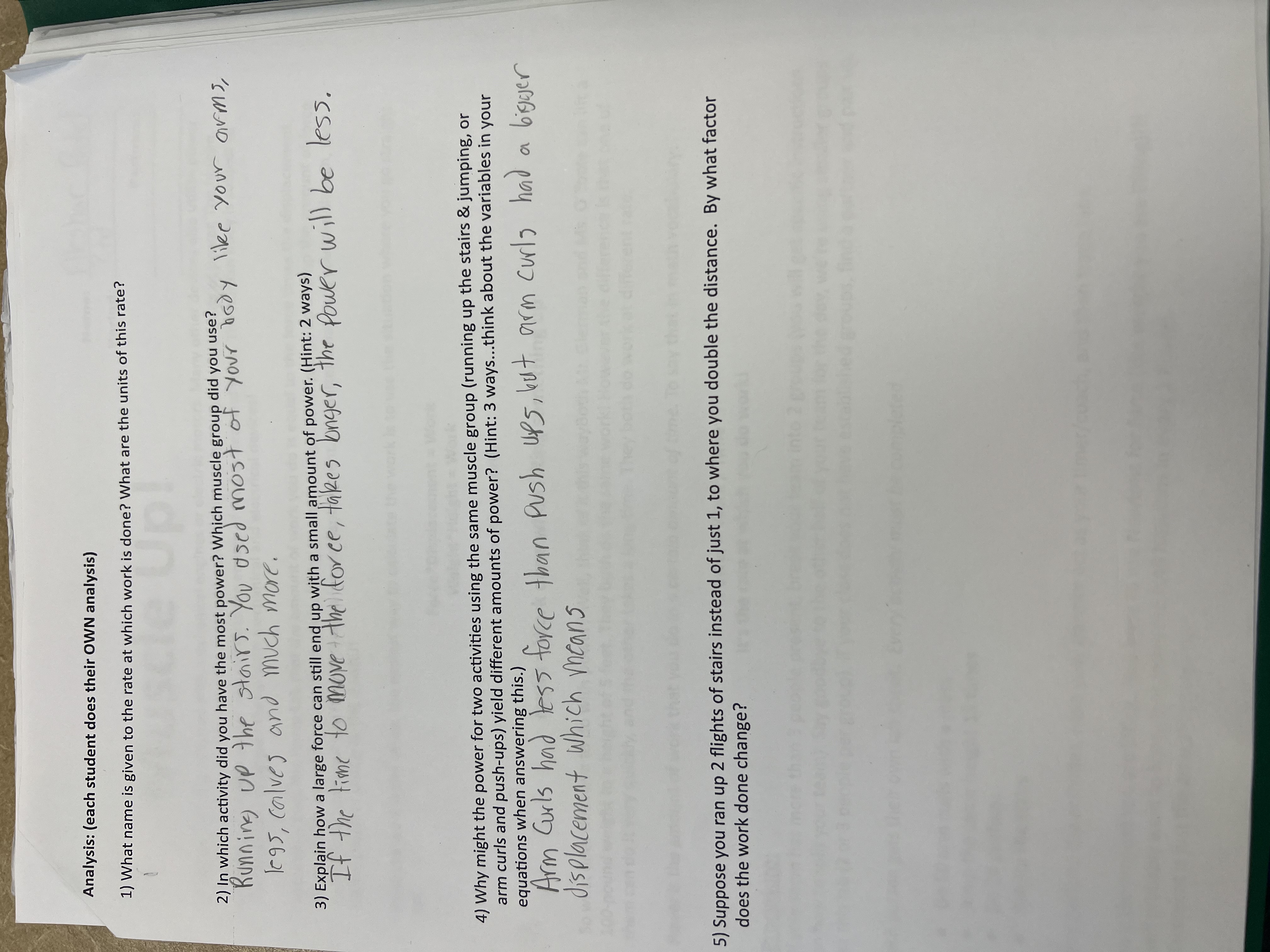 Analysis: (each student does their OWN analysis) 1) What name is