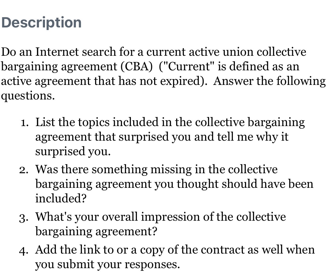  Description Do an Internet search for a current active union collective