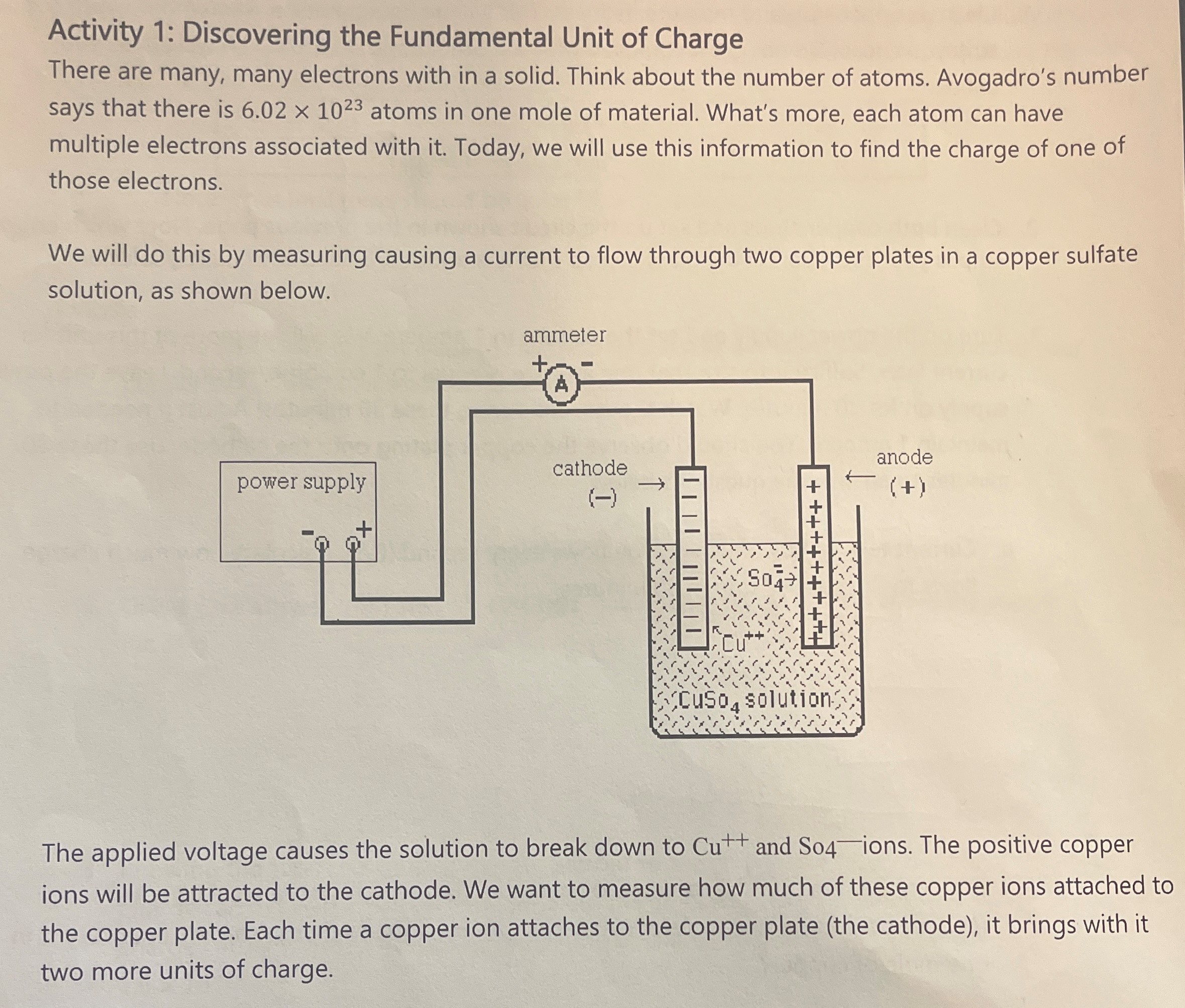 Need help show work Activity 1: Discovering the Fundamental Unit of Charge
