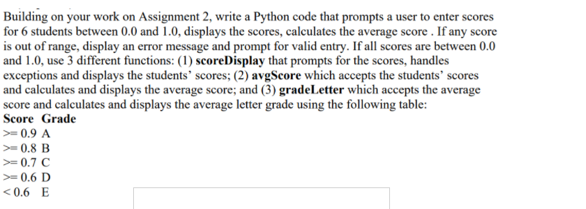  Building on your work on Assignment 2, write a Python code