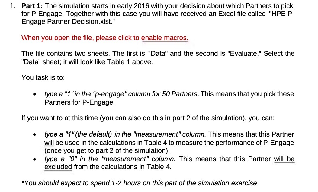 1. Part 1: The simulation starts in early 2016 with your