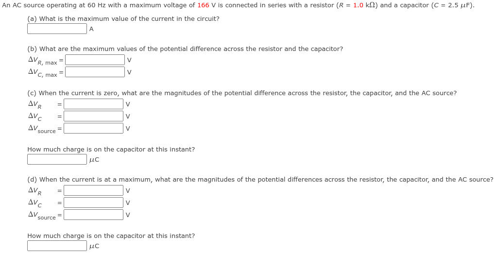  An AC source operating at 50 Hz with a maximum voltage