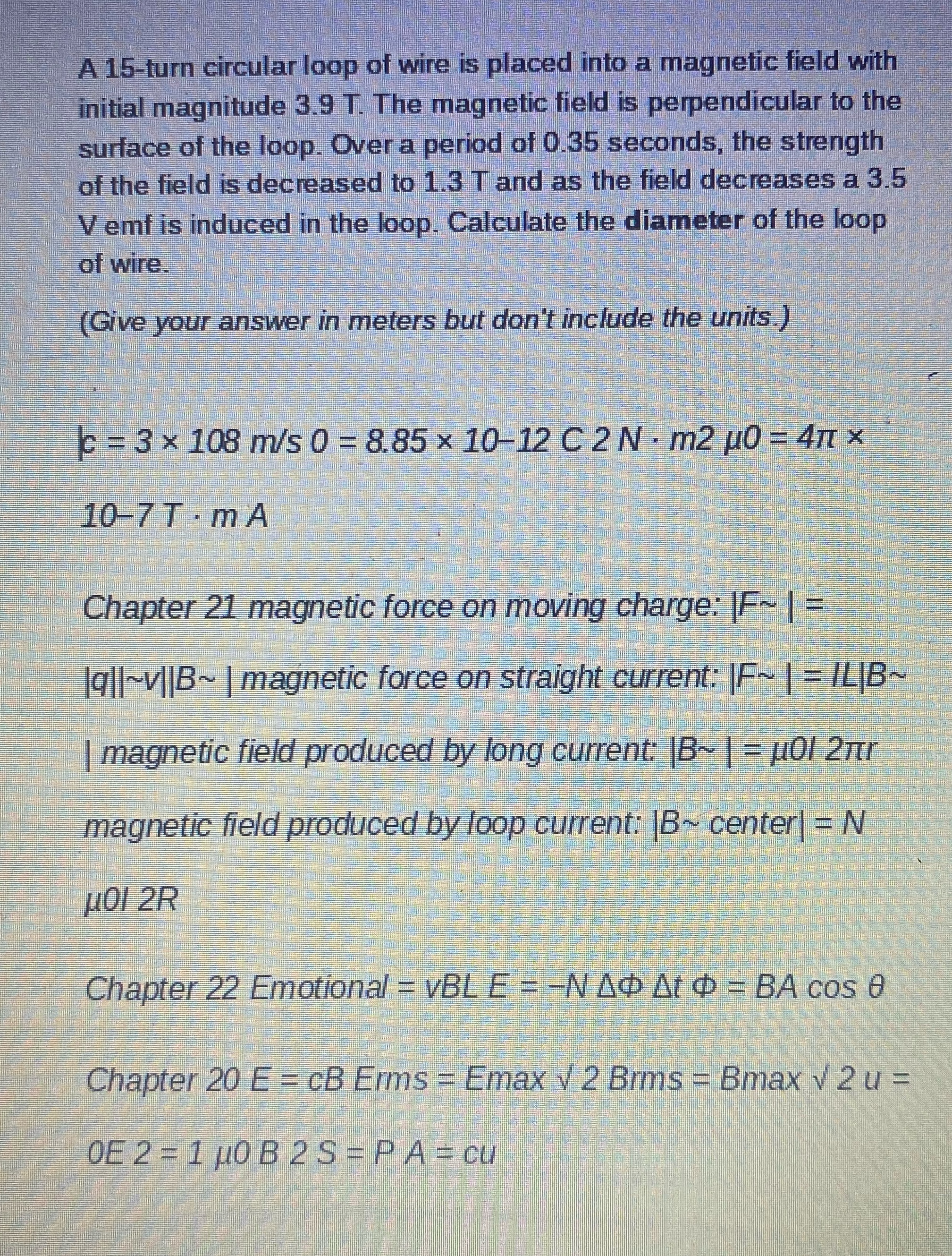 Please help and show steps using the equations below the question. Thanks!
