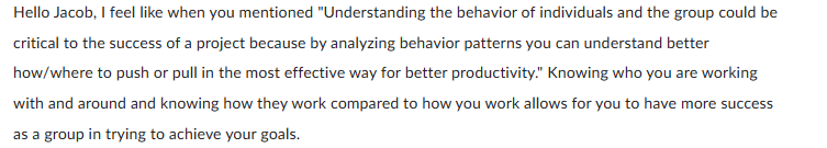  Hello Jacob. lfeel like when you mentioned "Understanding the behavior of