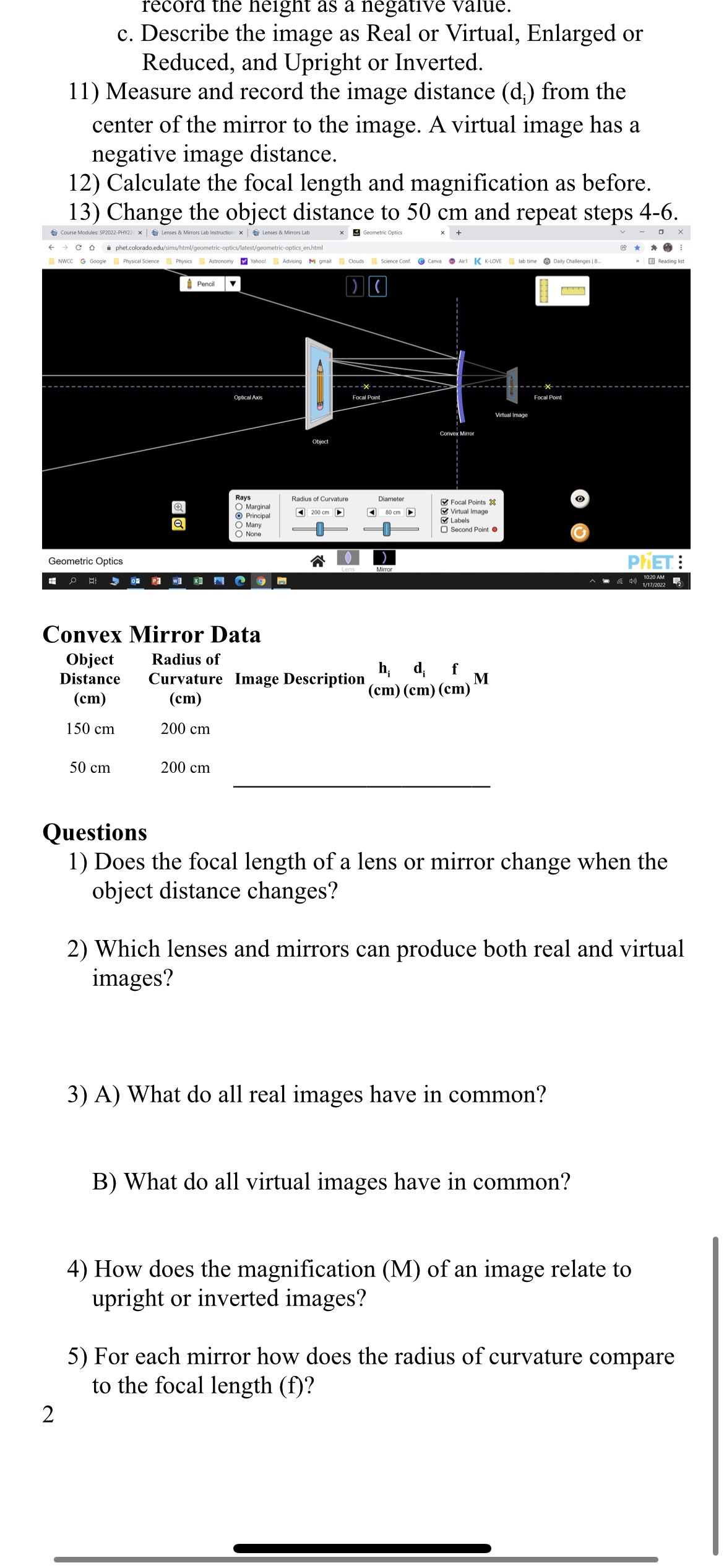 X + > C a . phet colorado.edu/sims/html/geometric-optics/late NWCC G Google Physical