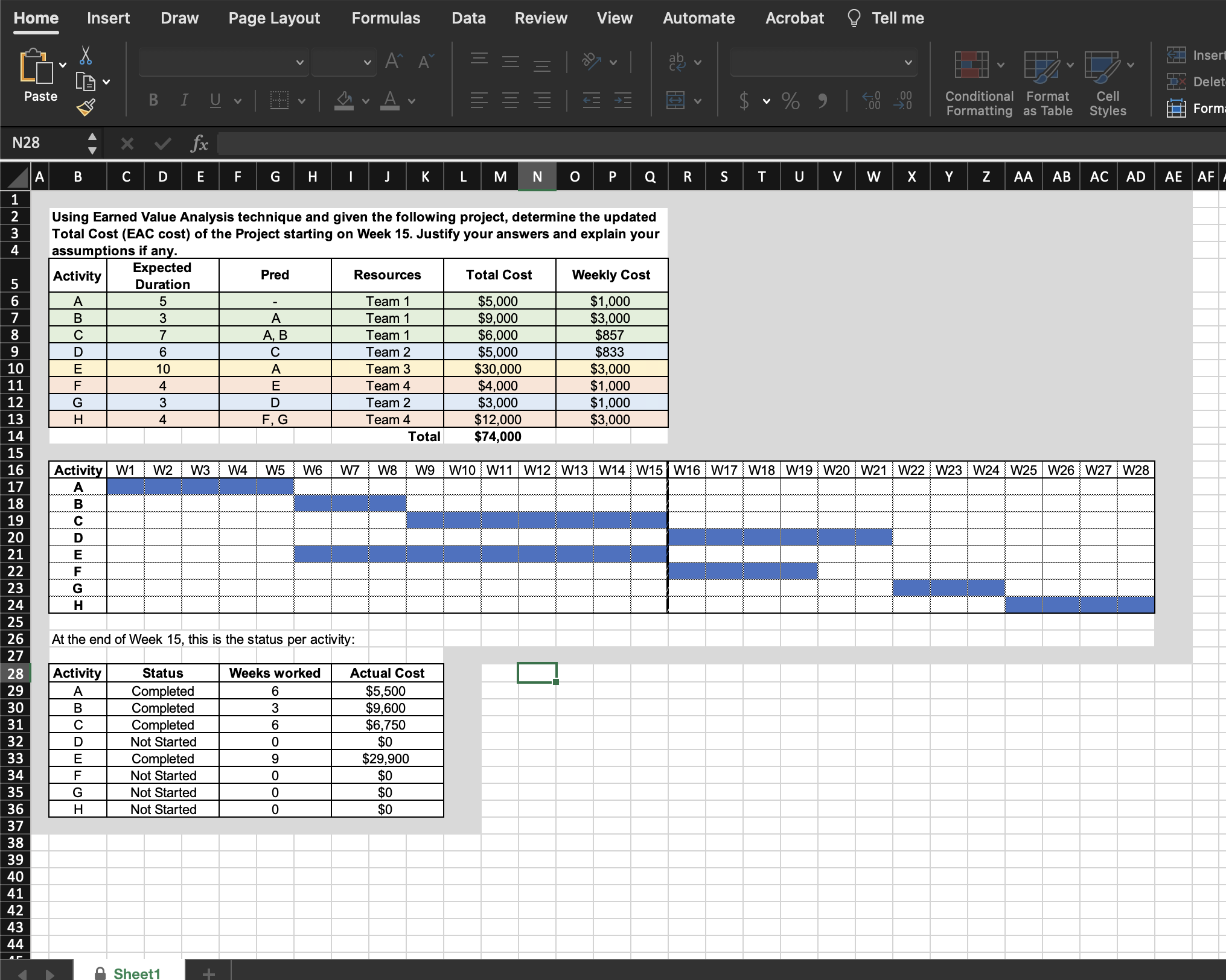 1.Based on the following attachment, determine the updated total cost of the