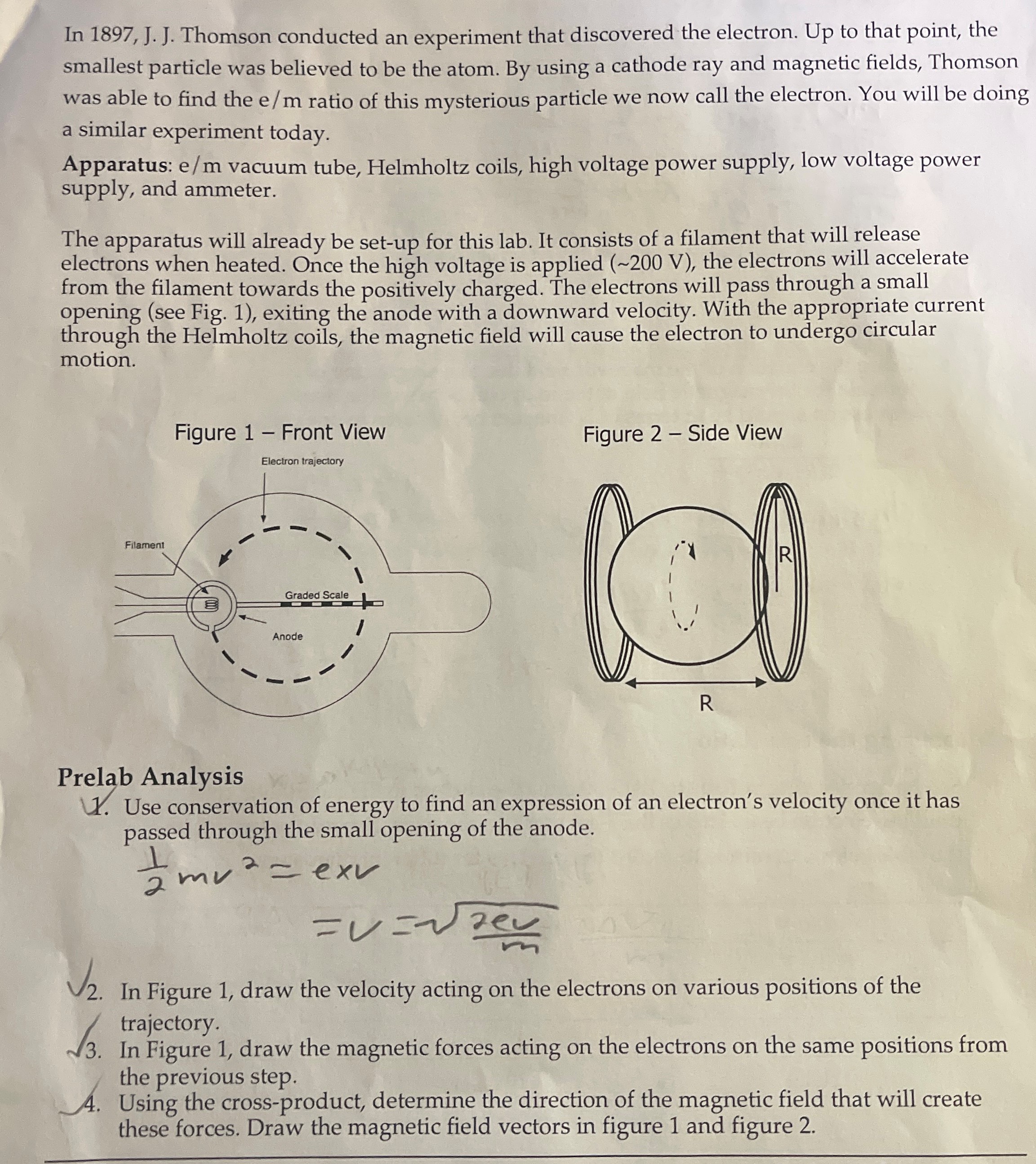 behavior of the electrons and enter the values of the voltage in