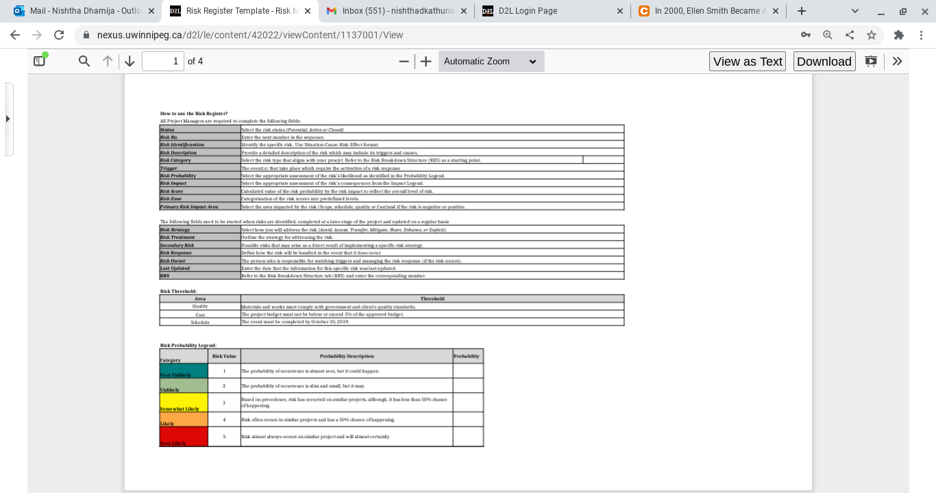 The assignment is an exercise that takes you through Qualitative Risk Analysis
