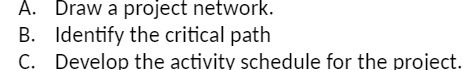 A. Draw a project network. B. Identify the critical path C.
