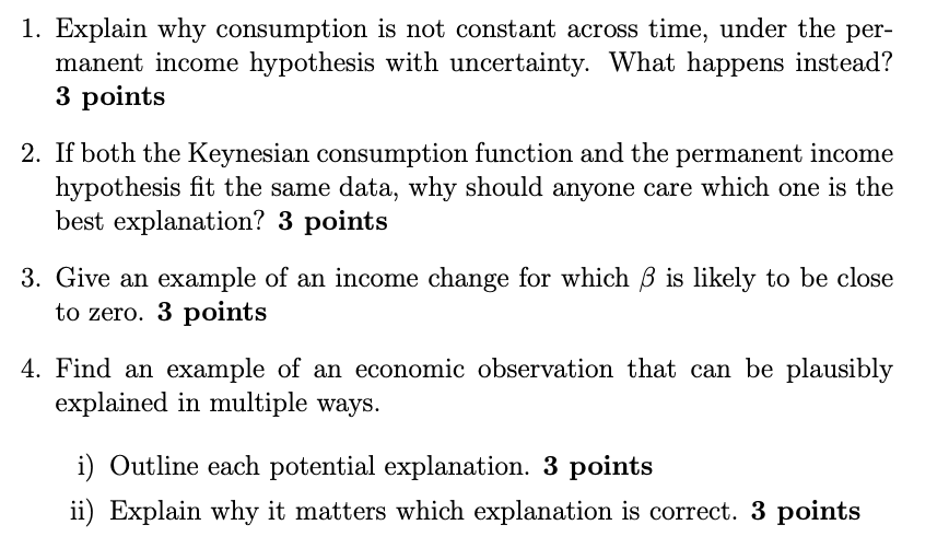 Please answer as soon as possible. 1. Explain why consumption is not