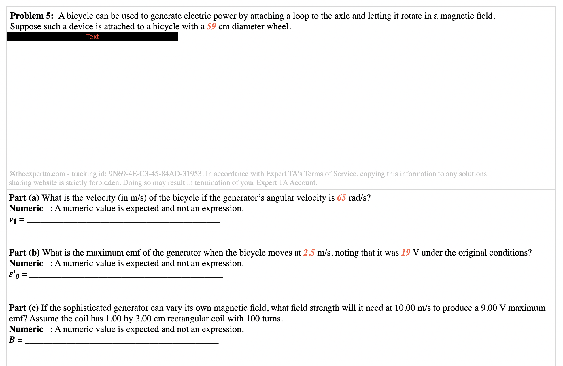  Problem 5: A bicycle can be used to generate electric power