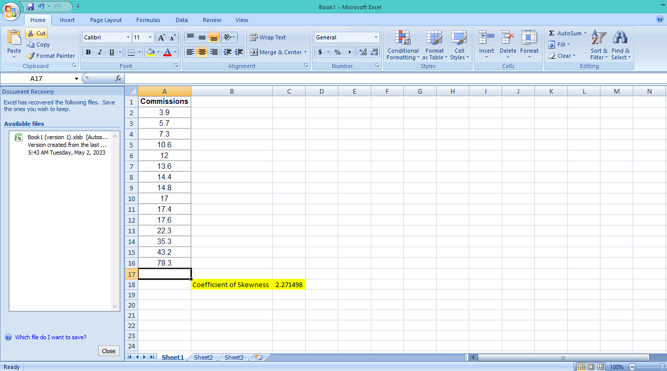 ($000) last year by a sample of 15 sales representatives at Furniture