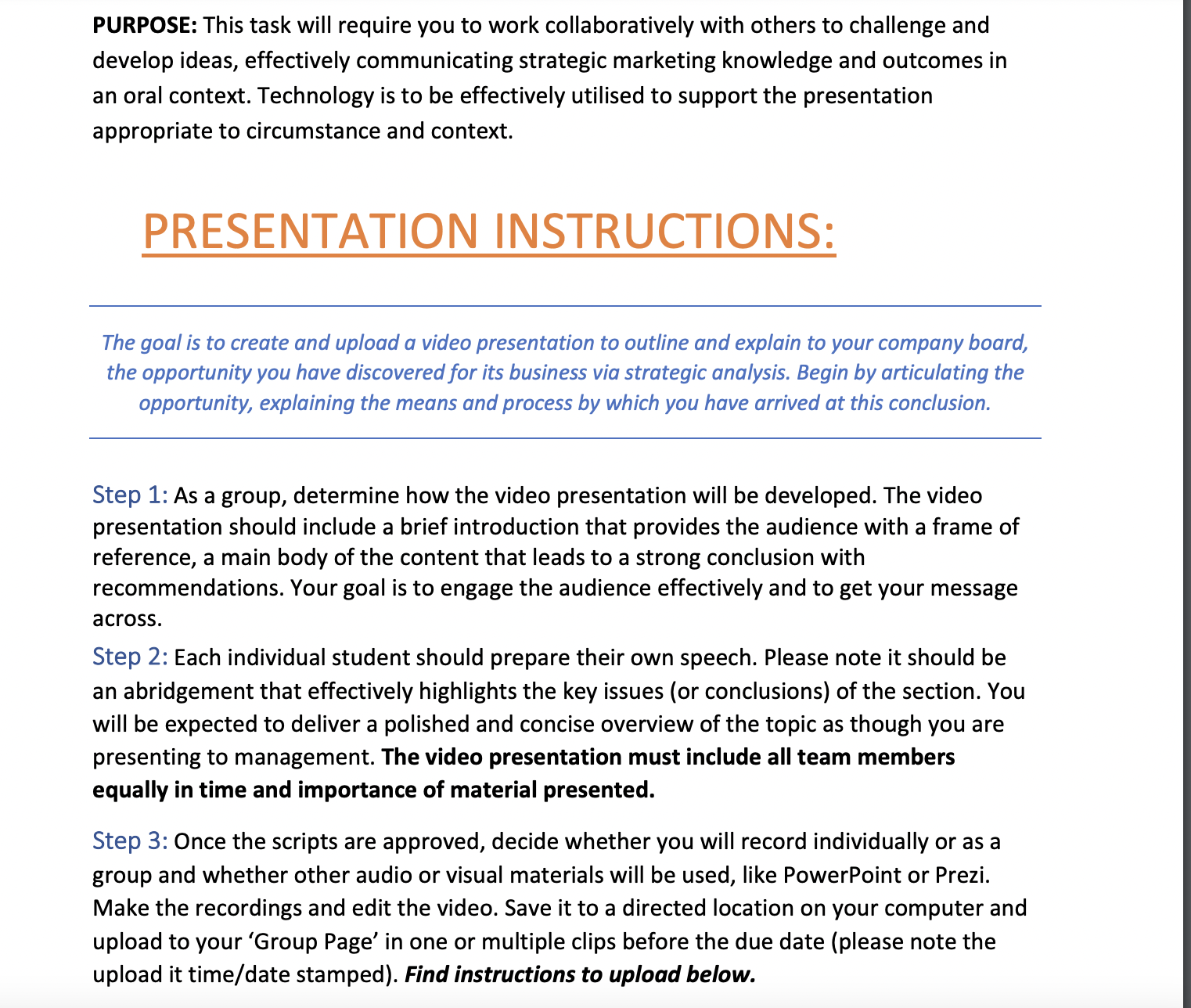  PURPOSE: This task will require you to work collaboratively with others