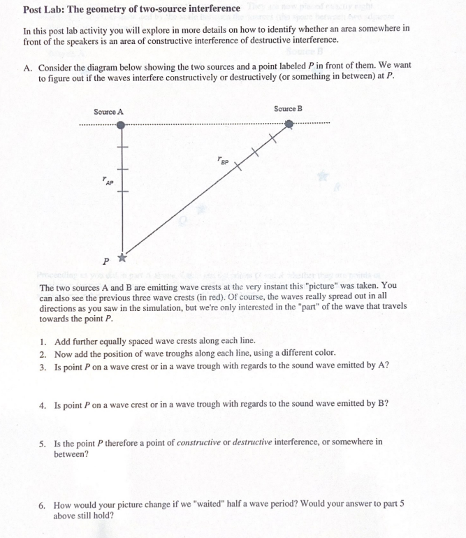 Post Lab: The geometry of two-source interference In this post lab