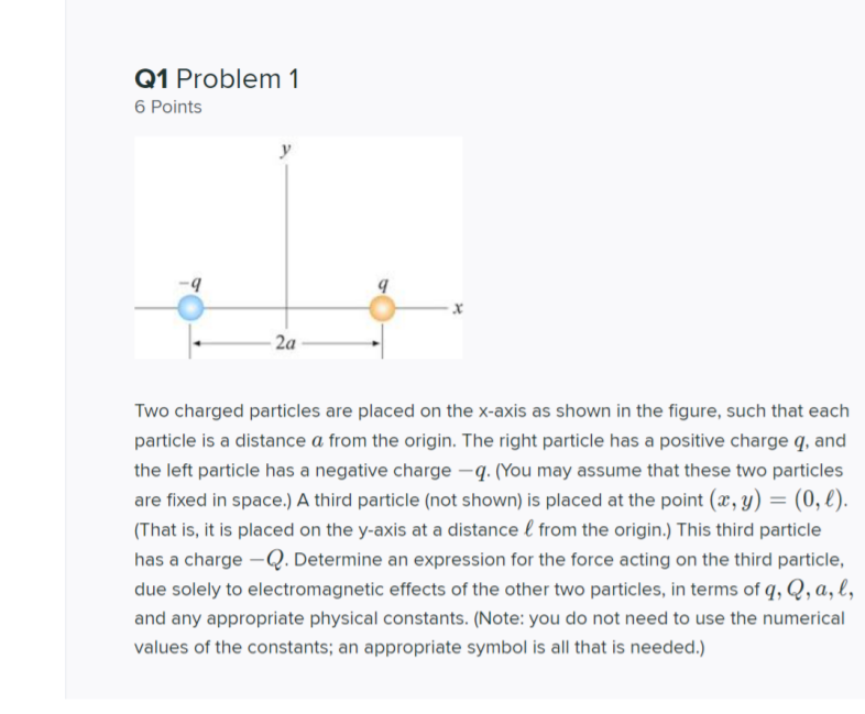  01 Problem 1 6 Points dhh Two charged particles are placed