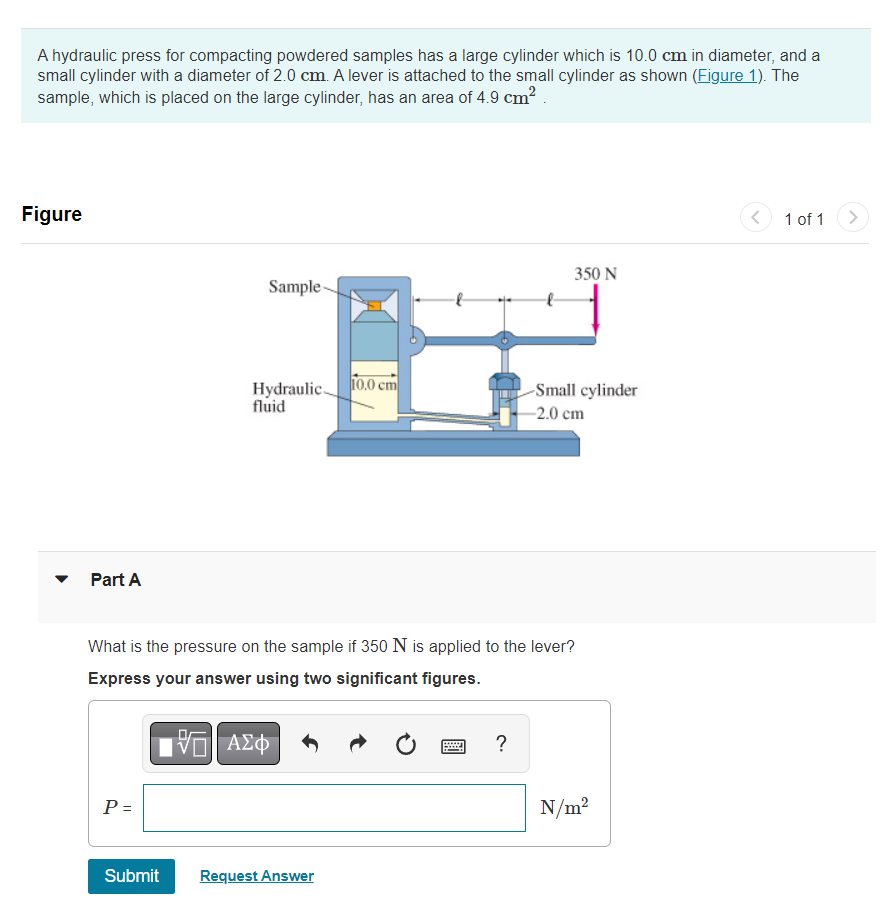  A hydraulic press for compacting powdered samples has a large cylinder