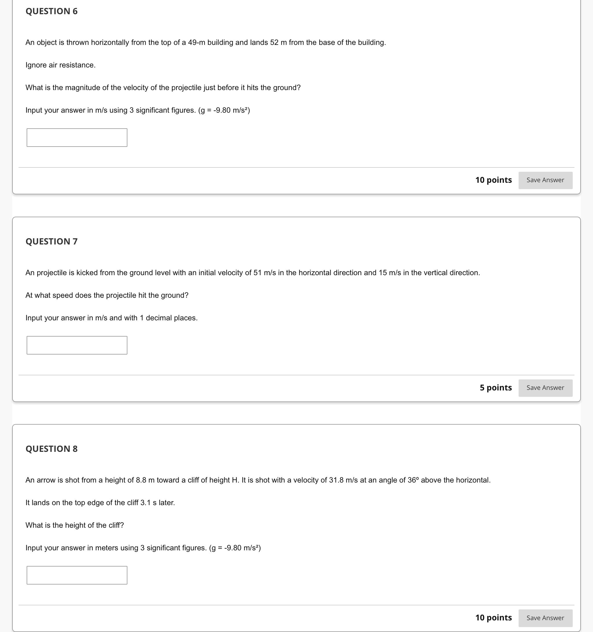 a 29-m building and lands 57 m from the base of the