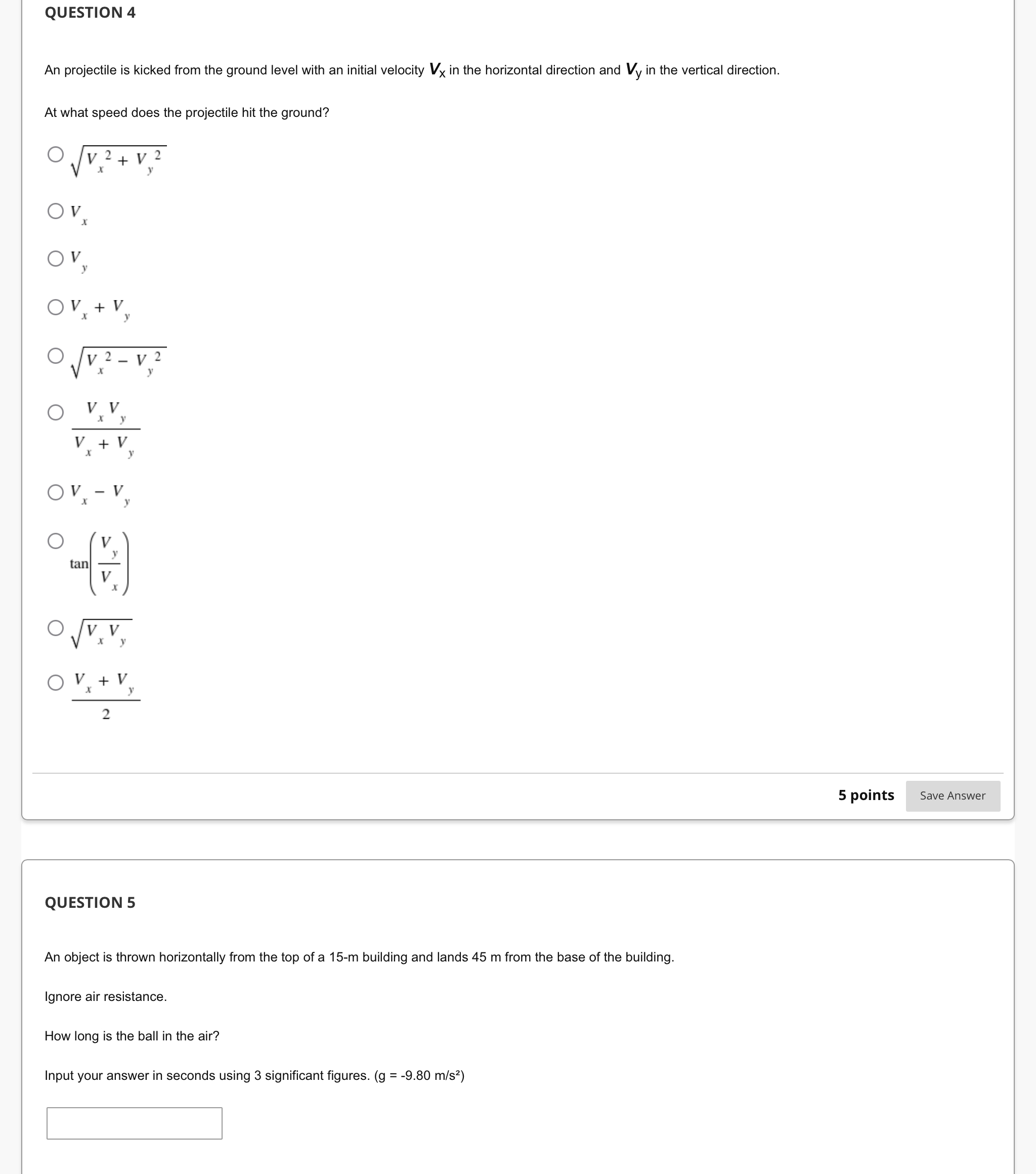 just before the object hits the ground? Input your answer in m/s