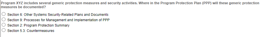 Program XYZ includes several generic protection measures and security activities. Where