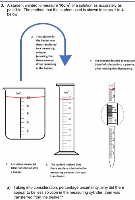 student wanted to measure 10cm2 of a solution as accurately as possible.