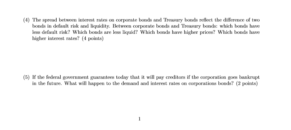 curves, equilibriums to earn full credits. (6 points)(2) When interest rate is