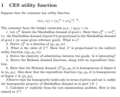 utility function u(x1, 12) = (TP + WI,) . The consumer faces