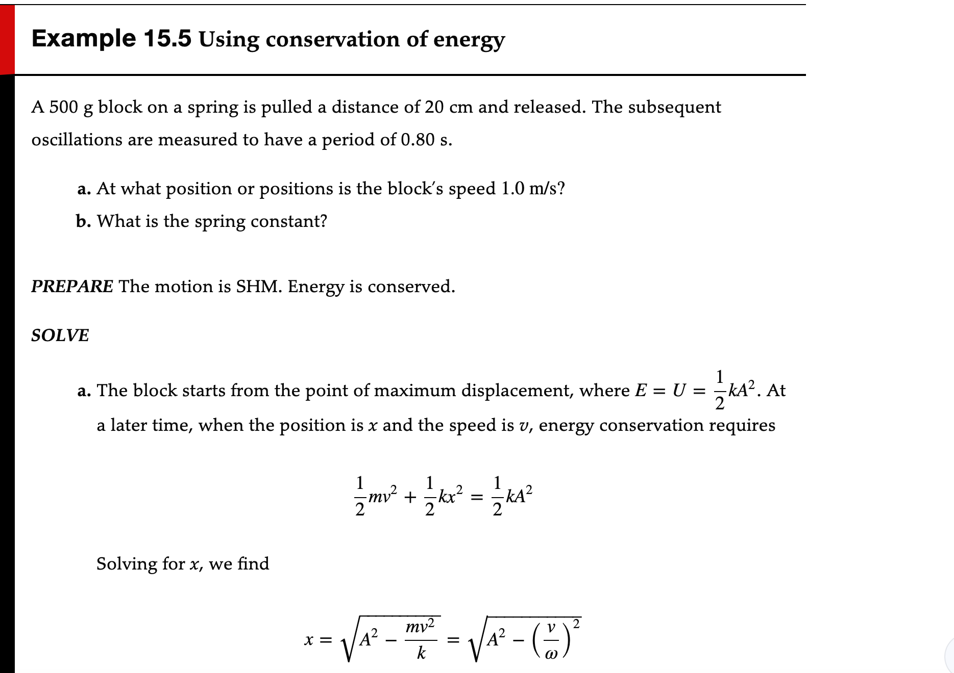 Can you guys please answer this questions Example 15.5 Using conservation of