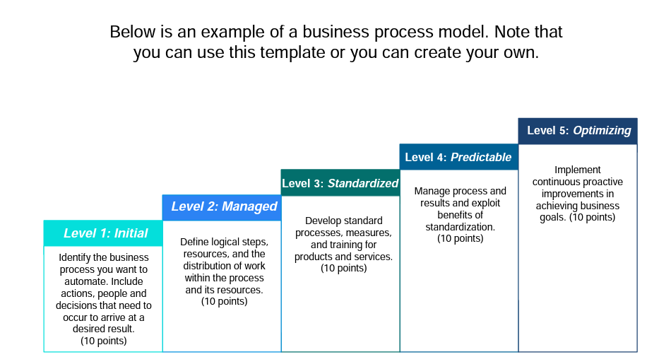 business process and organizational maturity. (50 points) Criteria Relevance Performance Indicator The