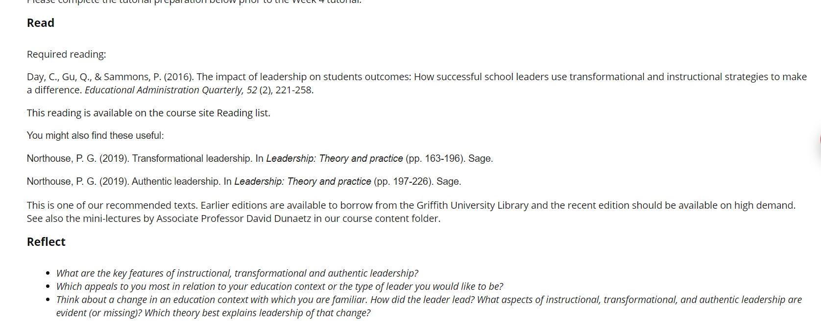 Question 1: Read Required reading: Day, C., Gu, Q., & Sammons, P.