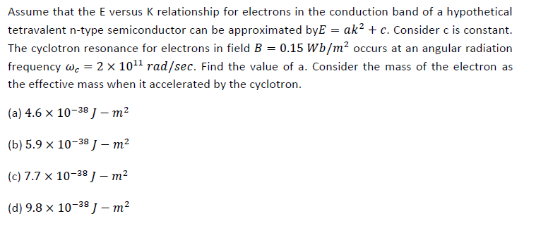 Assume that the E versus K relationship for electrons in the