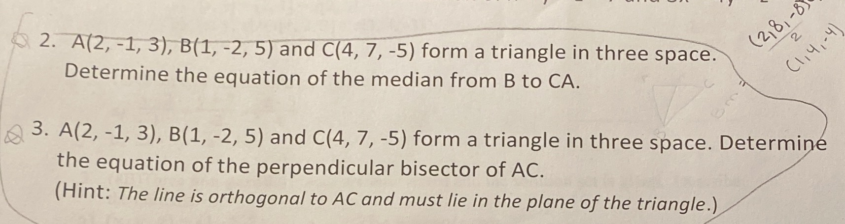 Help asap (2181 - 8 2 ( 2. A(2, -1, 3), B(1,