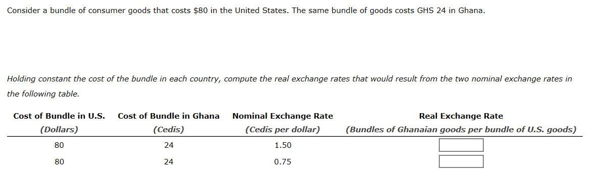 3. Computing real exchange rates Consider a bundle of consumer goods that