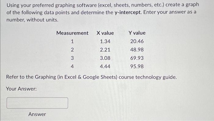 graph of the following data points and determine the slope. Enter your