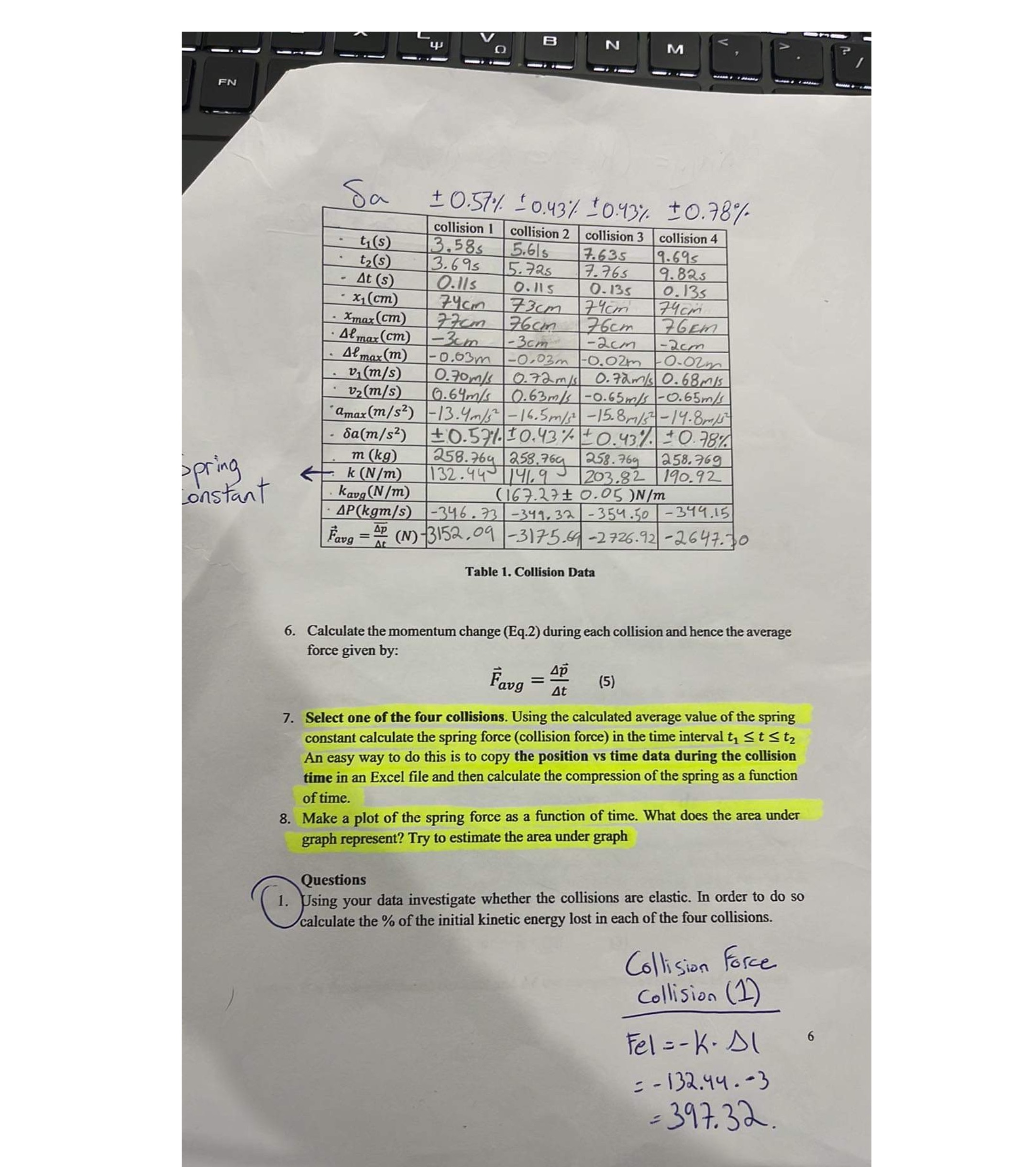 Please help answer the highlighted questions (7and 8). B EN Sa +