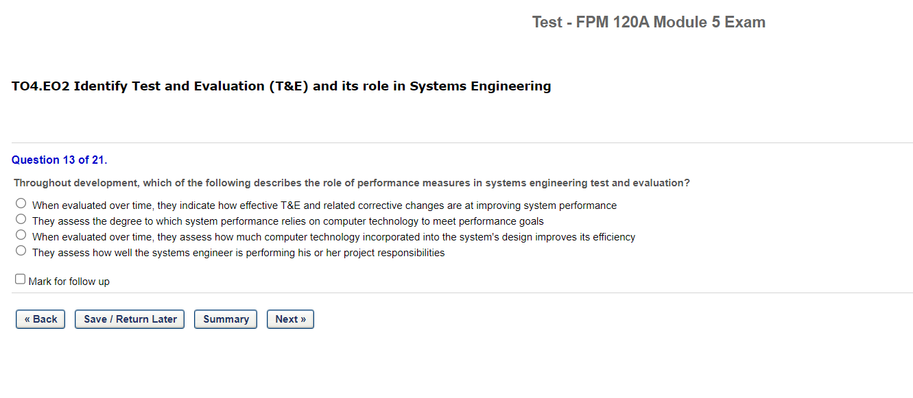  Test - FPM 120A Module 5 Exam T04.E02 Identify Test and