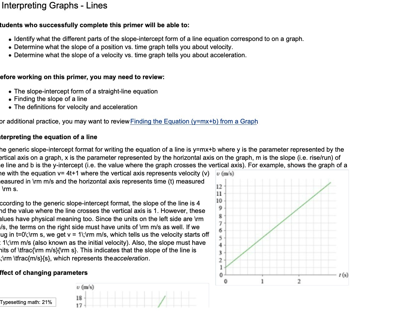 Interpreting Graphs - Lines tudents who successfully complete this primer will