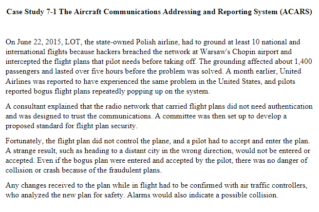 Case Study 71 The Aircraft Communications Addressing and Reporting System (ACARS)