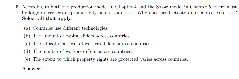MPK = A4 (K) - (d) MPK = 4Y 5 L (e)