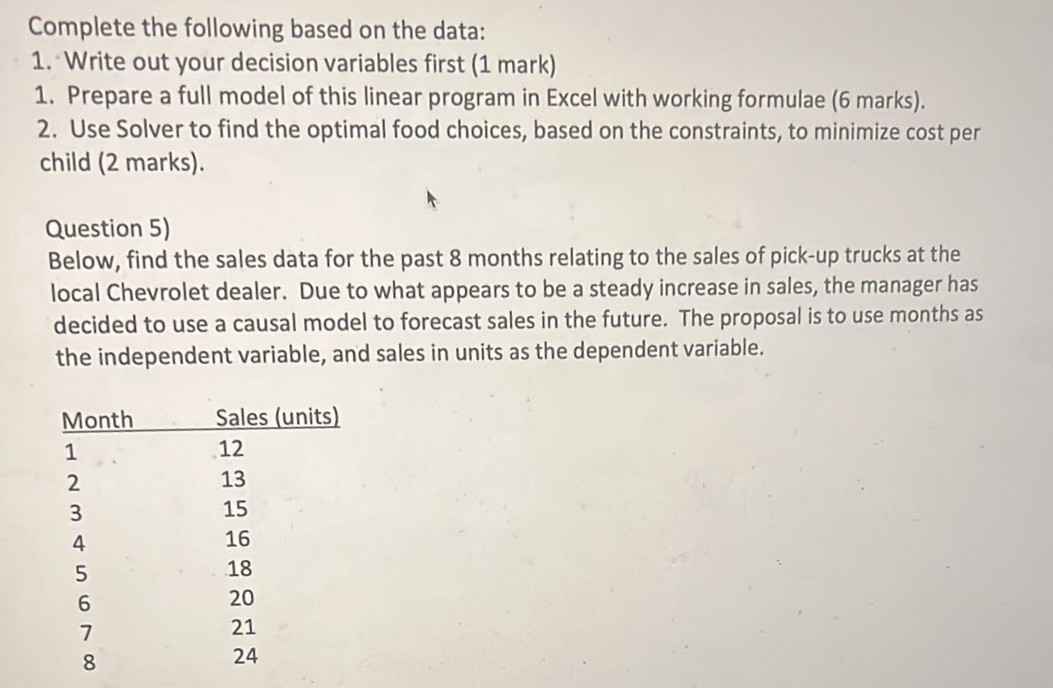 Complete the following based on the data: 1. Write out your