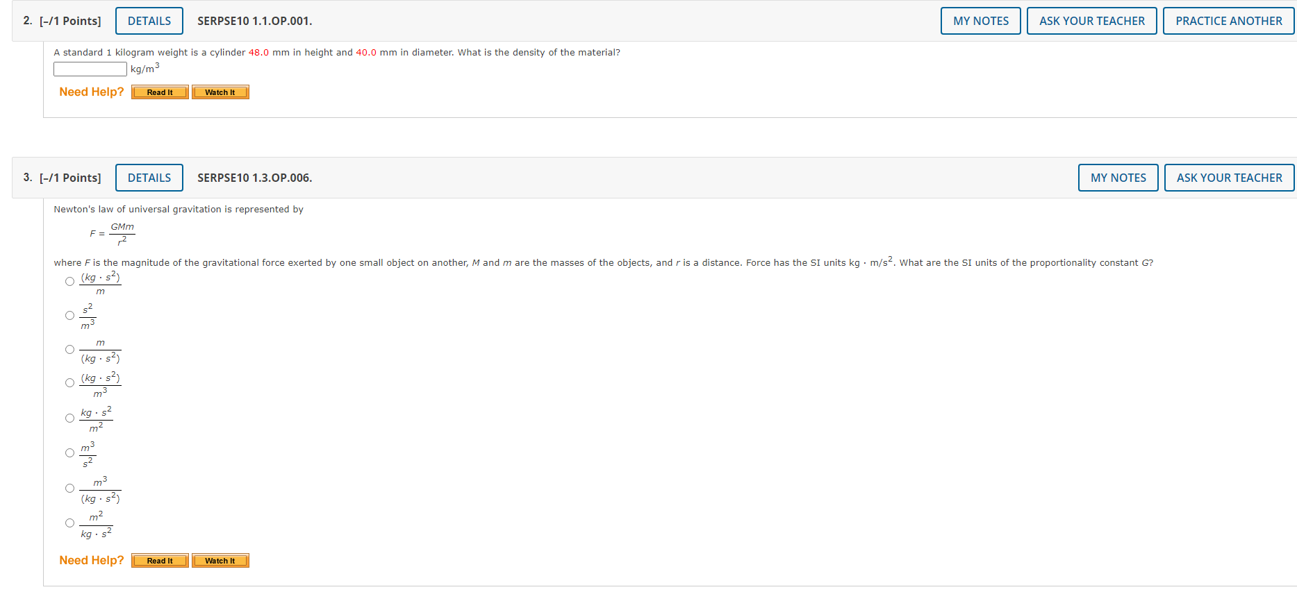  2. [-/1 Points] DETAILS SERPSE10 1.1.OP.001. MY NOTES ASK YOUR TEACHER