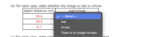 A concave spherical mirror has a radius of curvature of magnitude 19.4