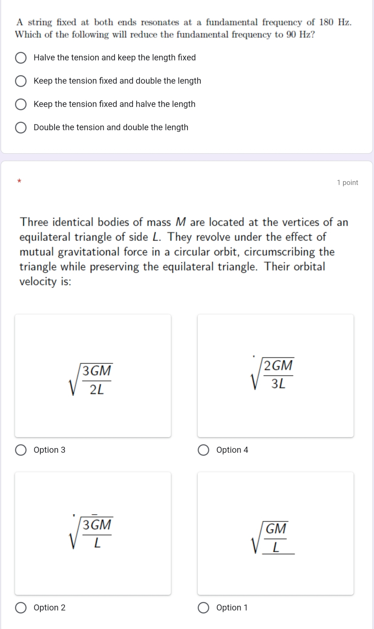 gravity =9.8m/s A string fixed at both ends resonates at a fundamental