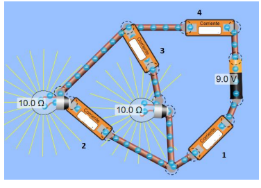 Comlente 3 Bombilla 2 9.0 V 75.0 0 0 Bombilla 1 25.0