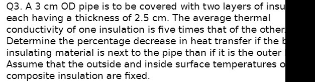 Q3. A 3 cm DD pipe is to be covered with