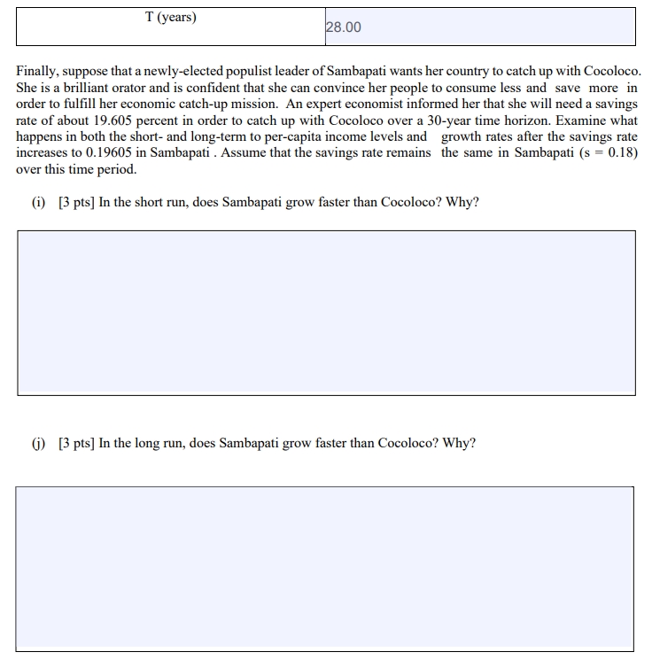 growth, depreciation rate and production function. But Cocoloco has a larger capital